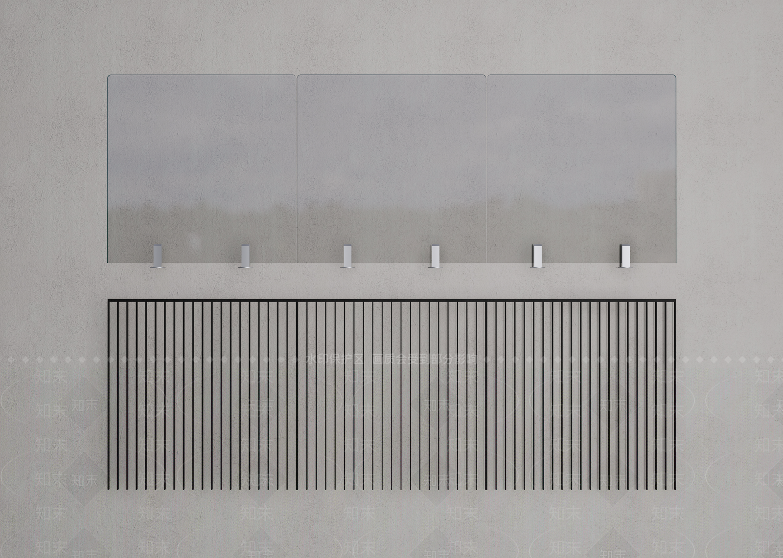 现代极简玻璃栏杆扶手SU模型下载【ID:1139073854】