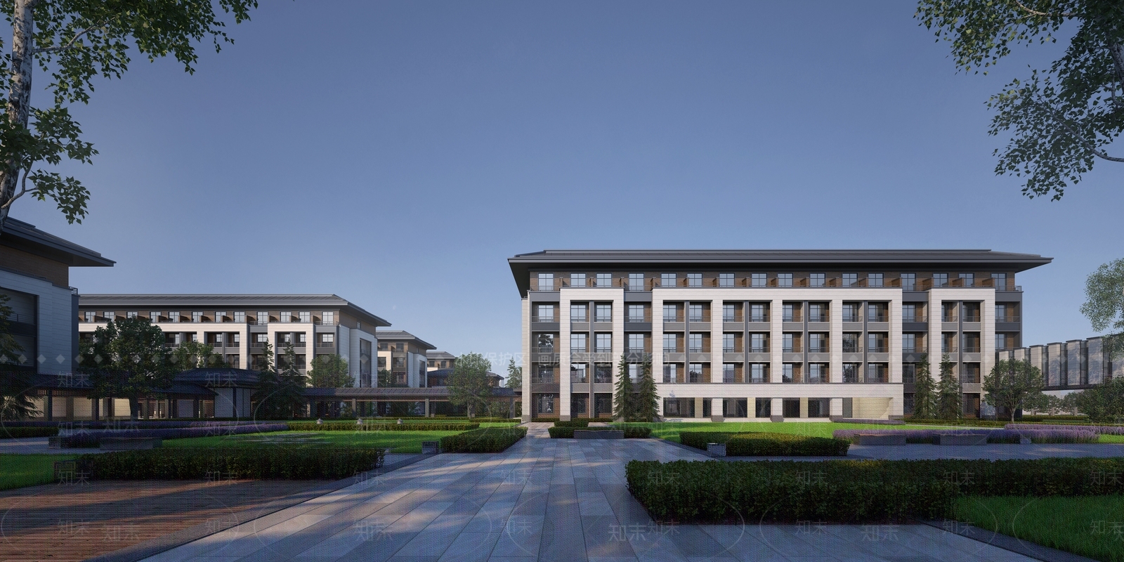 中式宿舍楼外观3D模型下载【ID:1139075943】