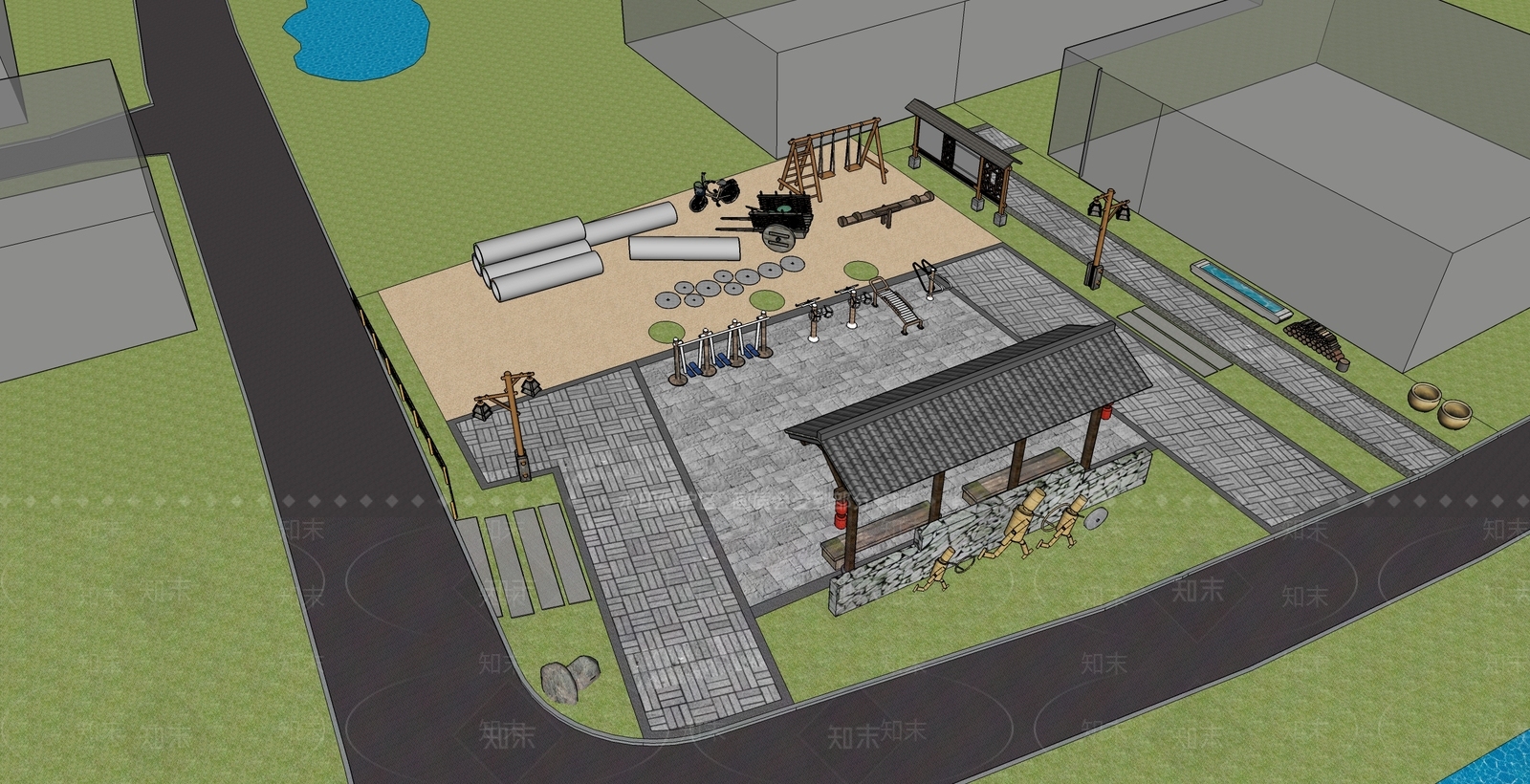 现代口袋公园SU模型下载【ID:1139079346】