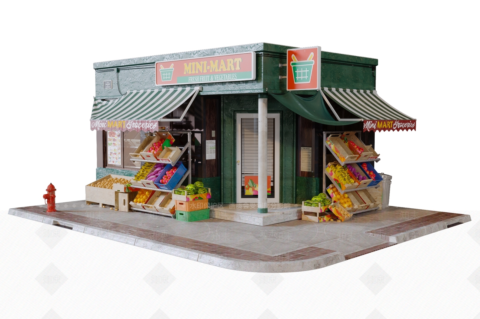 现代简约水果店3D模型下载【ID:1139083552】