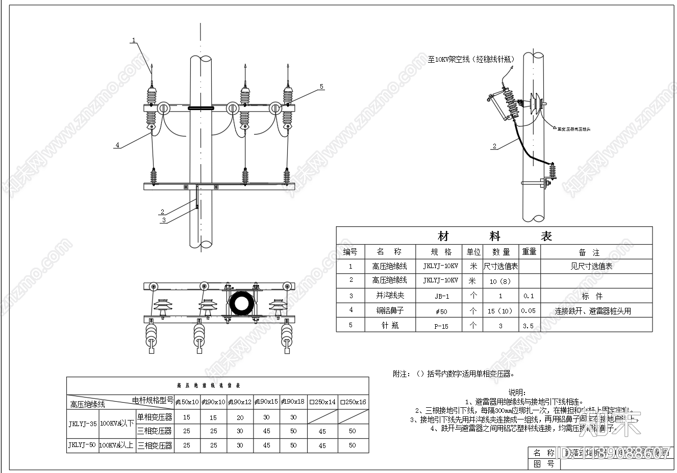 农网柱上式变压器台安装施工图下载【ID:1139088607】