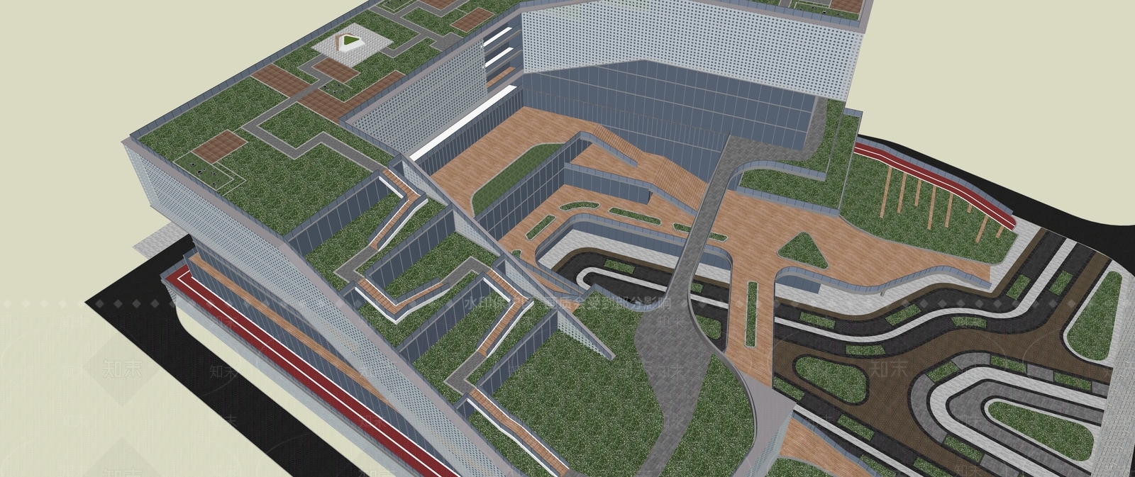 现代展览馆建筑SU模型下载【ID:1139089097】