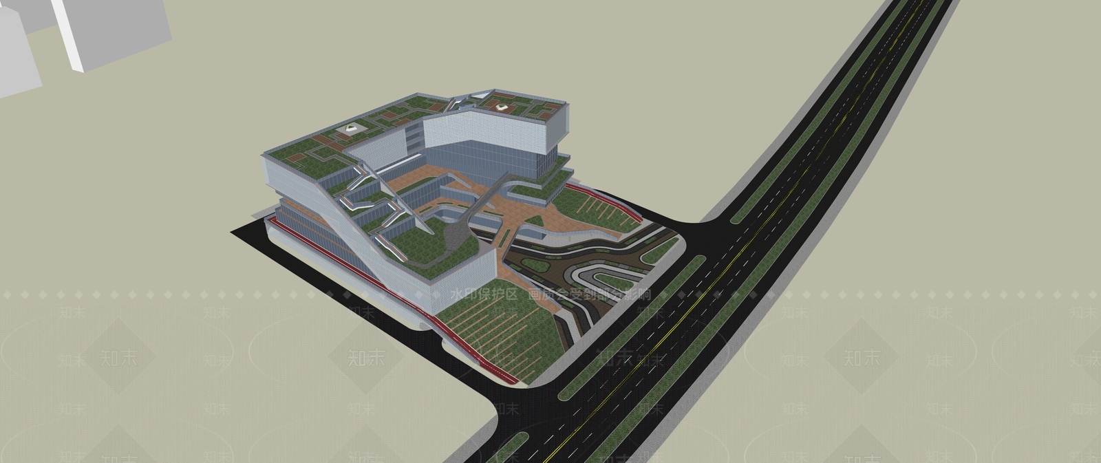 现代展览馆建筑SU模型下载【ID:1139089097】