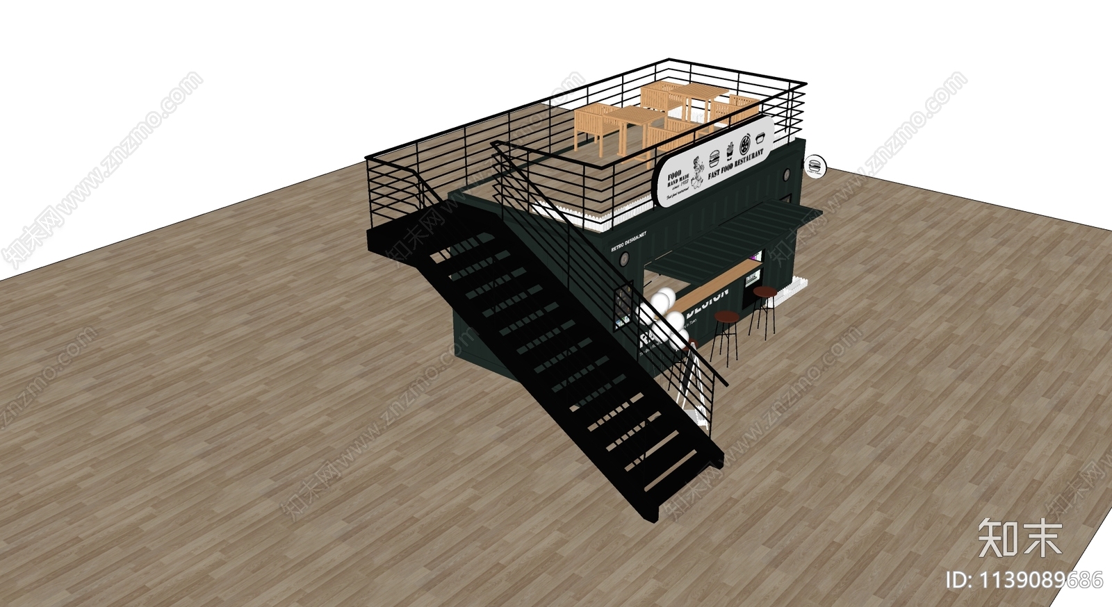 现代餐饮建筑SU模型下载【ID:1139089686】