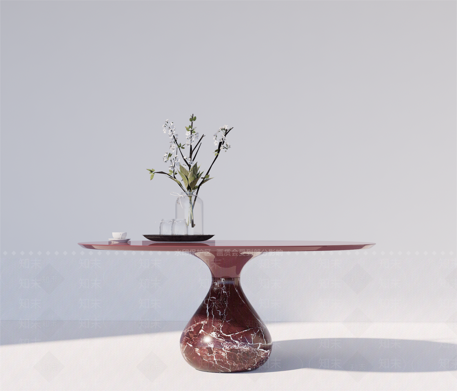 现代水滴圆餐台SU模型下载【ID:1139090355】