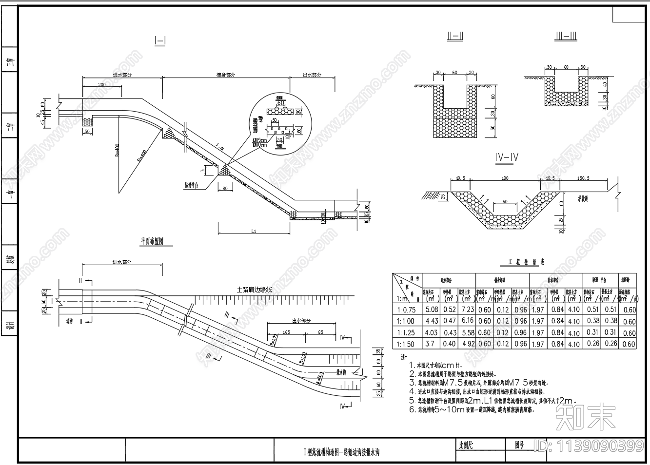 急流槽排水沟构造cad施工图下载【ID:1139090399】