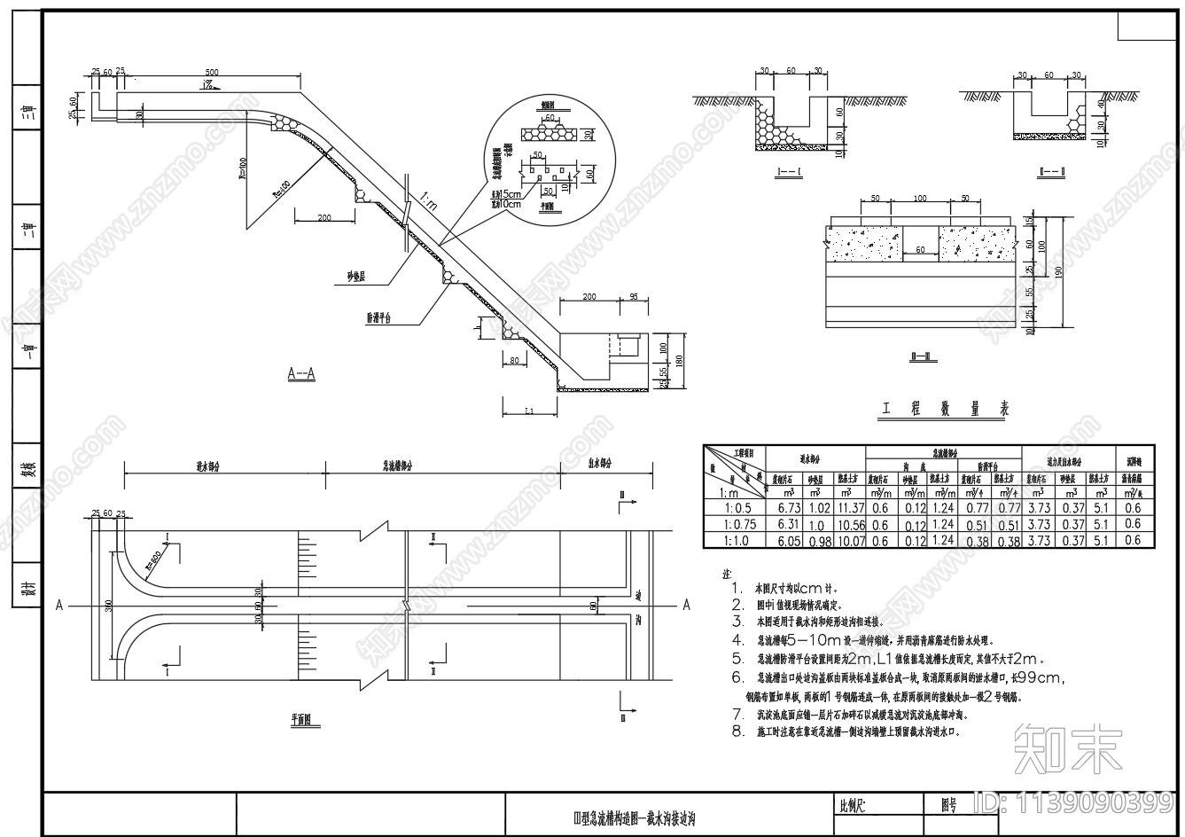 急流槽排水沟构造cad施工图下载【ID:1139090399】