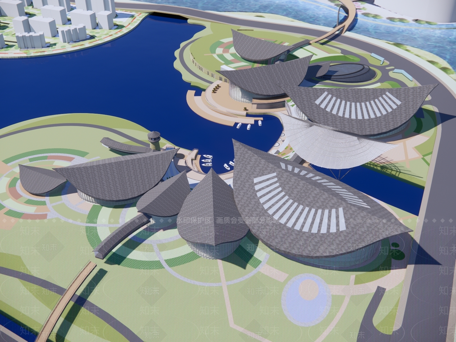 现代展览馆建筑SU模型下载【ID:1139093063】