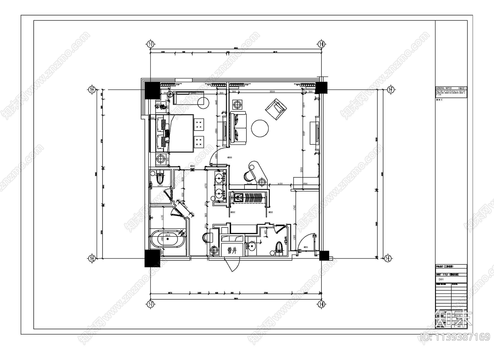 酒店单双套房效果图cad施工图下载【ID:1139387169】