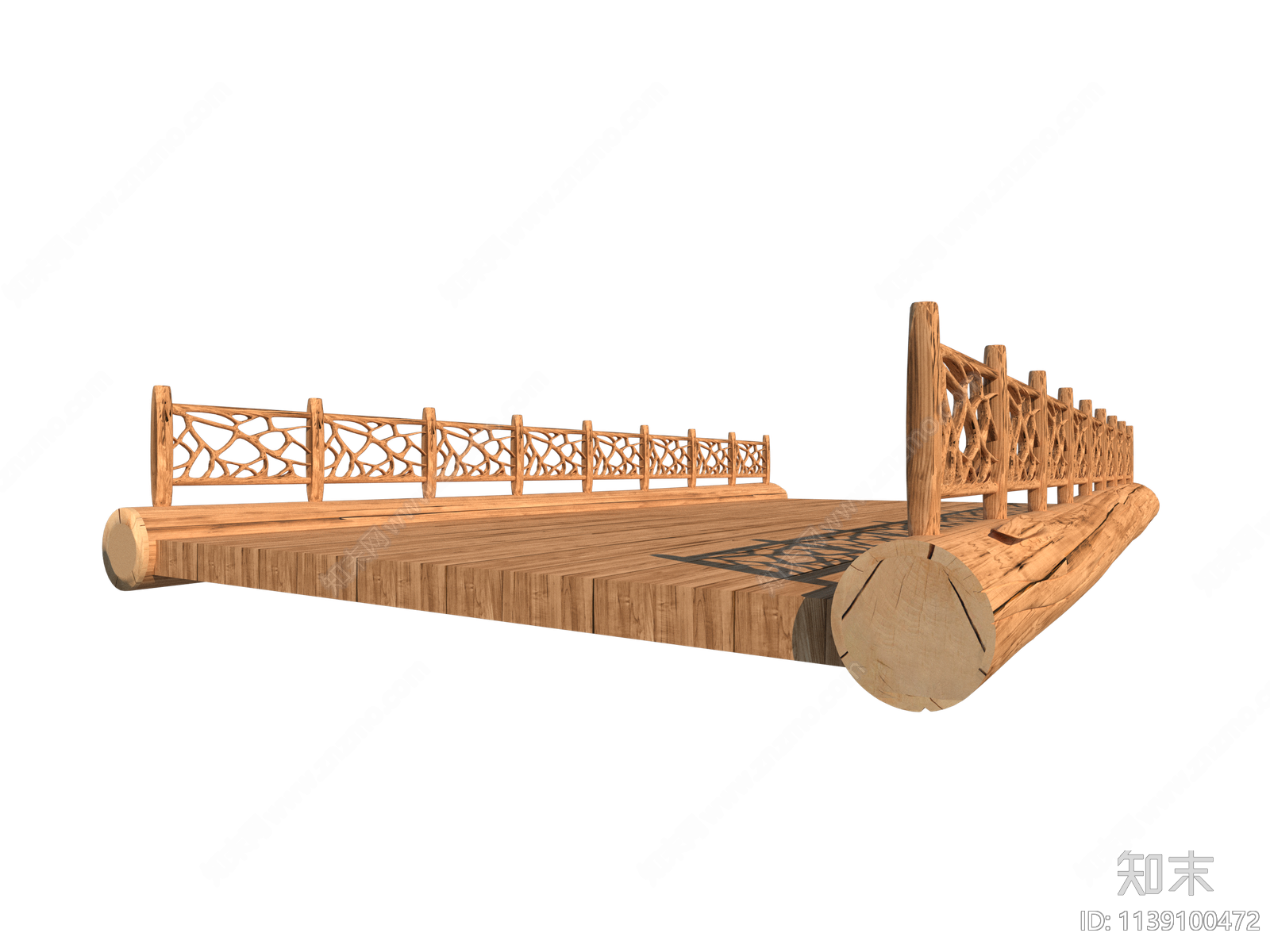 中式仿木景观桥SU模型下载【ID:1139100472】