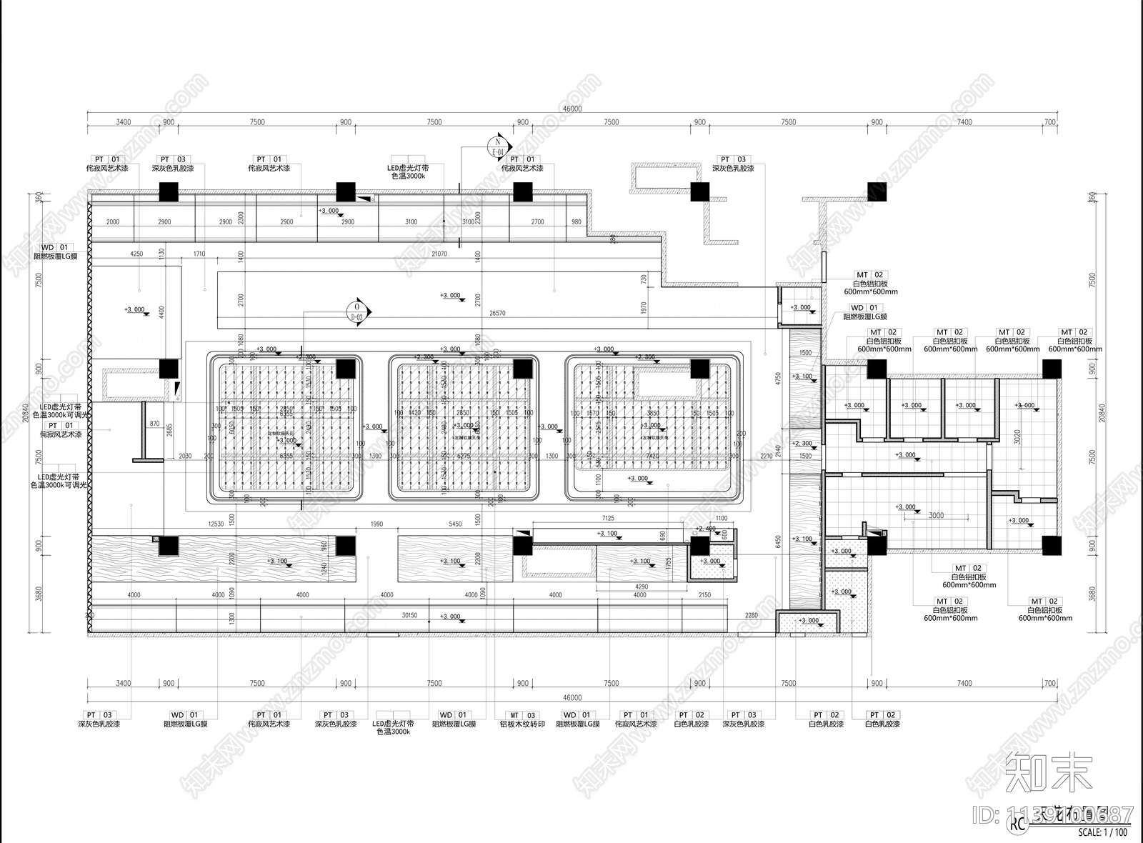 1000平方自助餐施工图cad施工图下载【ID:1139100687】