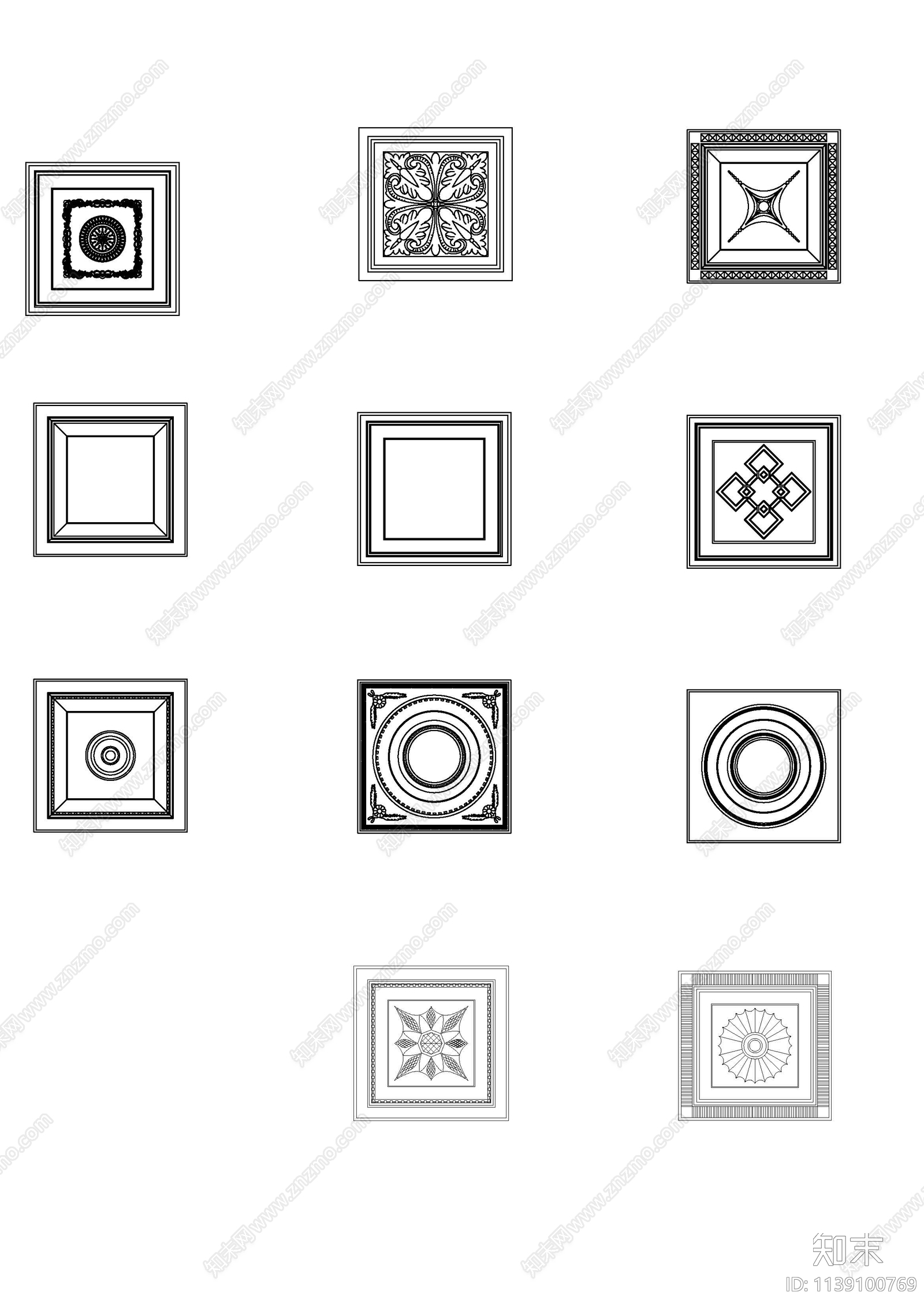 顶面墙面雕花施工图下载【ID:1139100769】