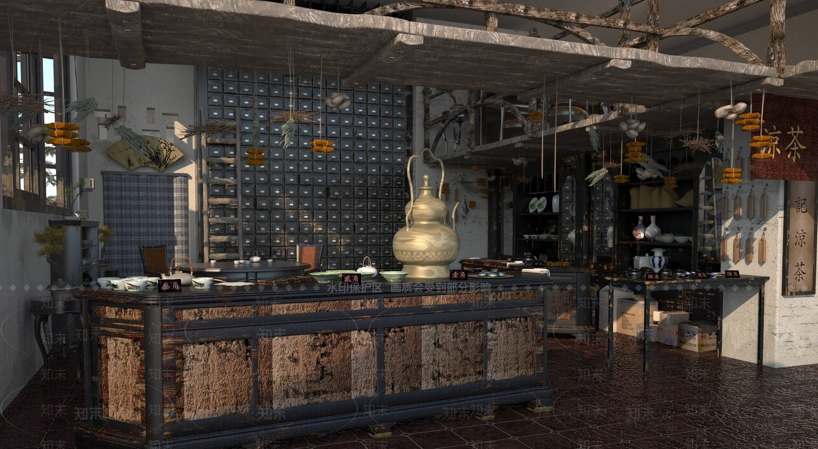 中式中药店3D模型下载【ID:1139103742】