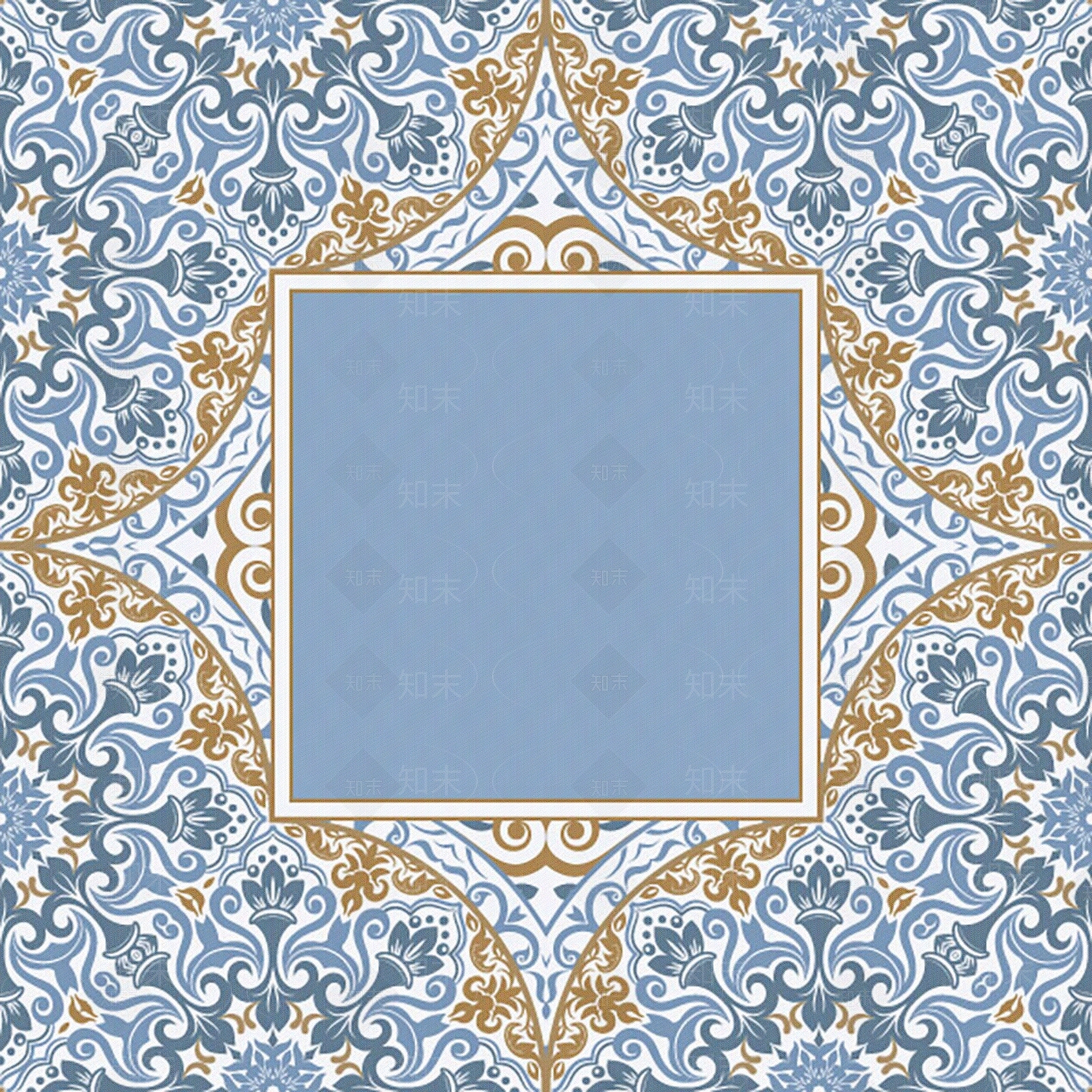 无缝蓝色欧式墙布贴图下载【ID:1139107273】