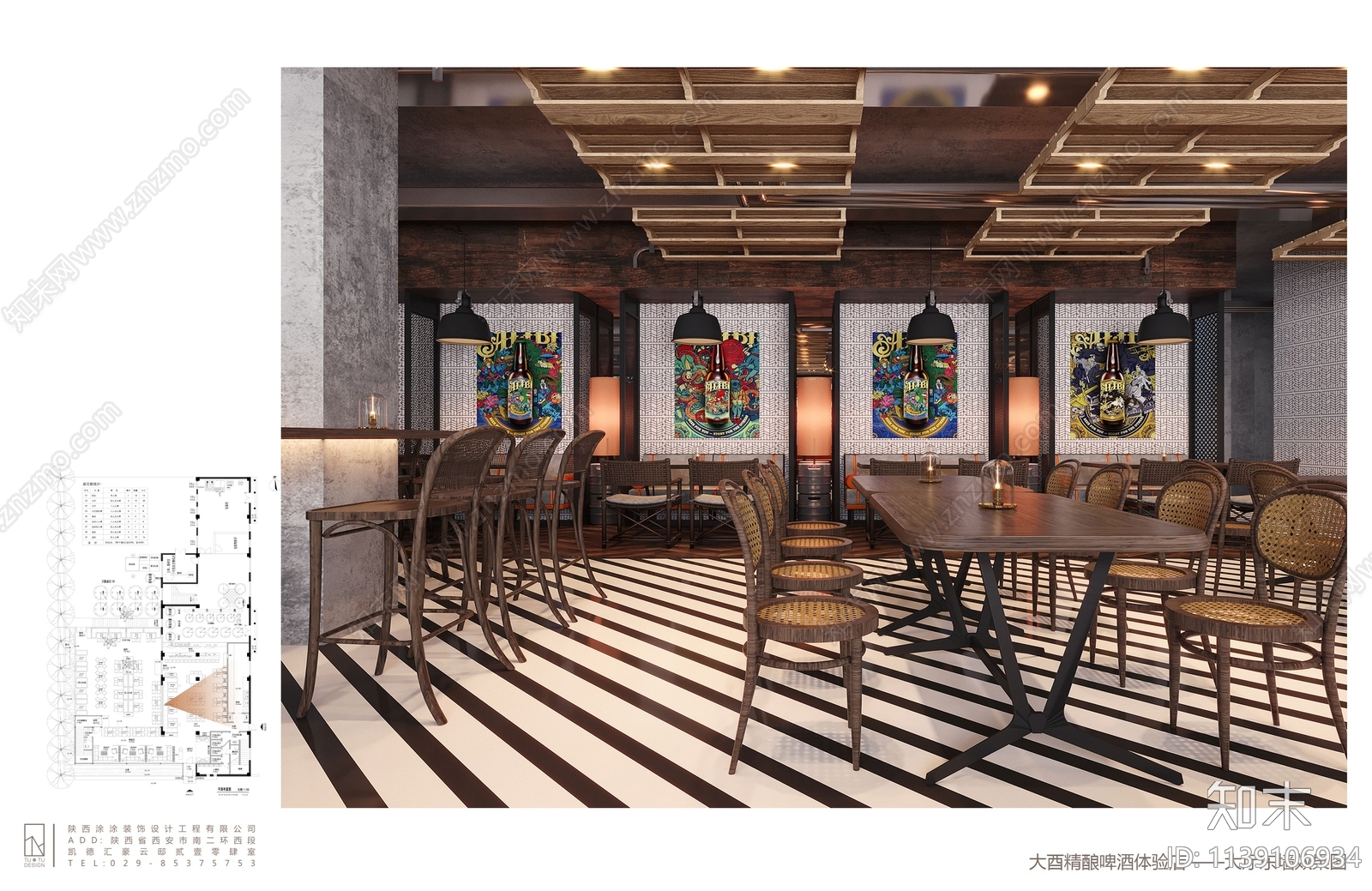 1000平方米精酿啤酒馆施工图下载【ID:1139106934】