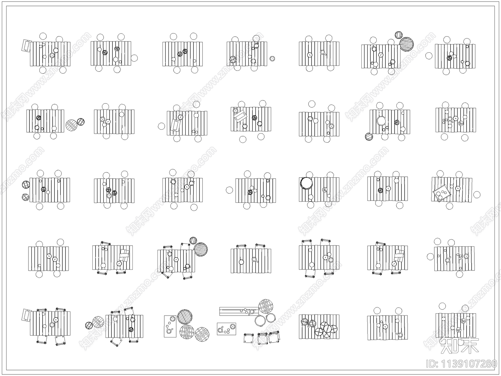 中式乡村小吃餐桌椅施工图下载【ID:1139107280】
