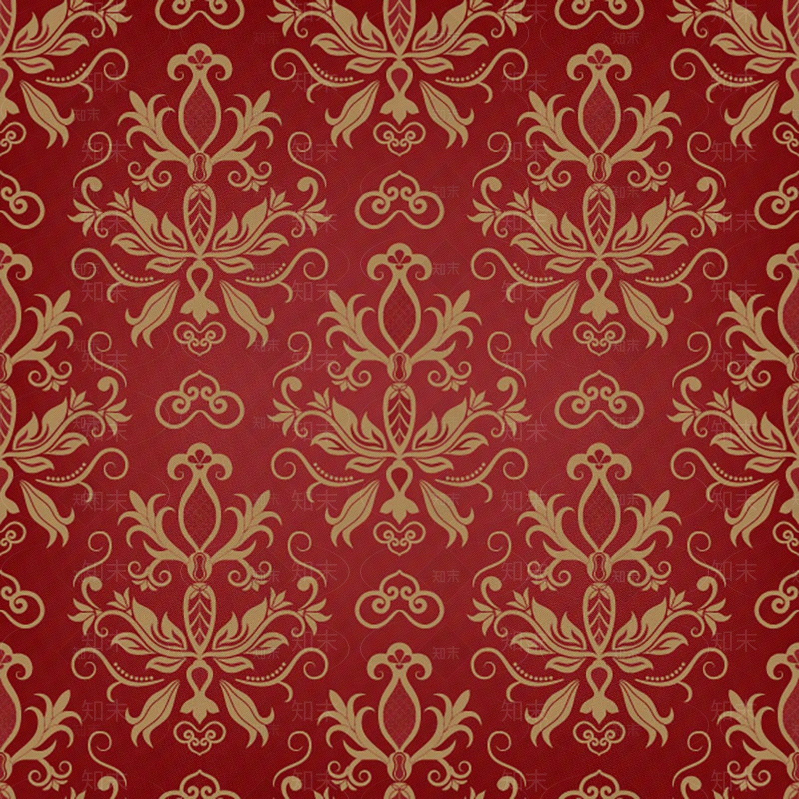 无缝红色大马士革墙纸贴图下载【ID:1139107899】