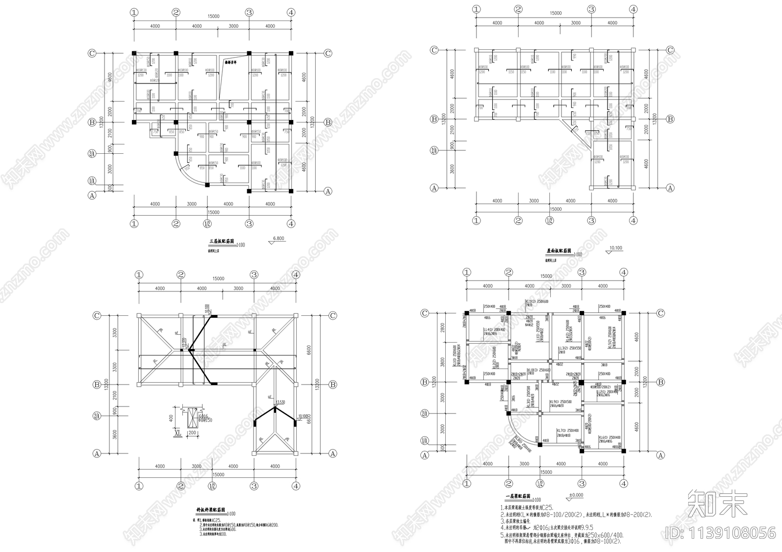 680平2层半独栋别墅建筑全套cad施工图下载【ID:1139108056】