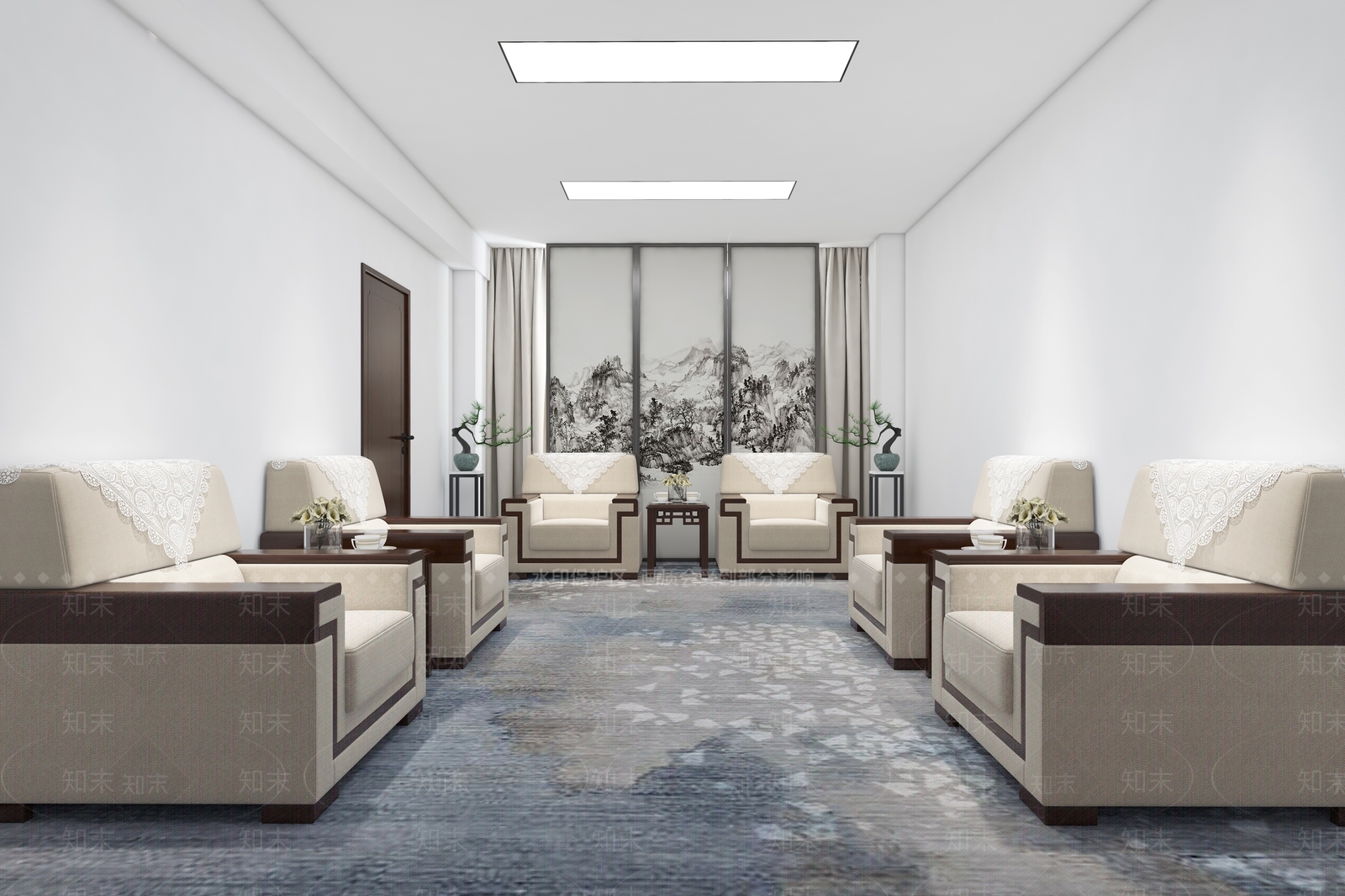 新中式会客厅3D模型下载【ID:1139114674】