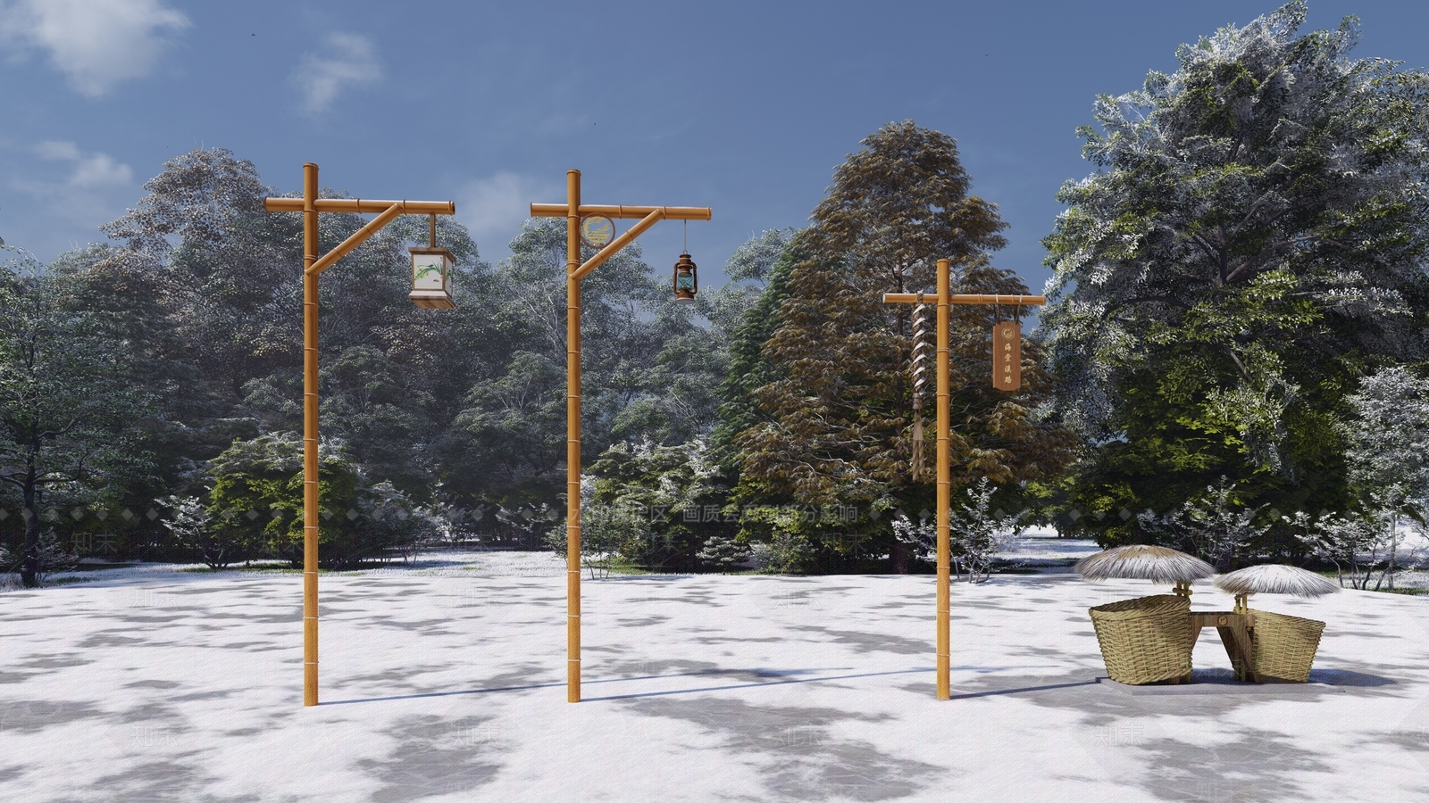 新中式乡村路灯SU模型下载【ID:1139117939】