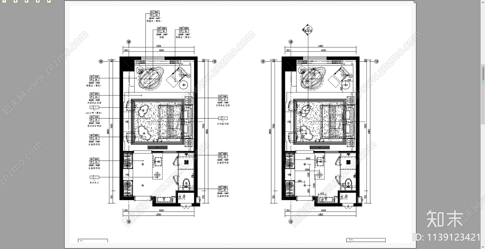 主题酒店客房全套cad施工图下载【ID:1139123421】