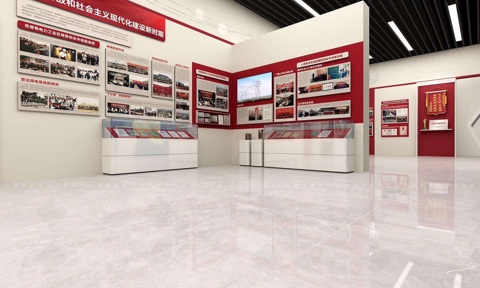 现代党建展厅SU模型下载【ID:1139125122】