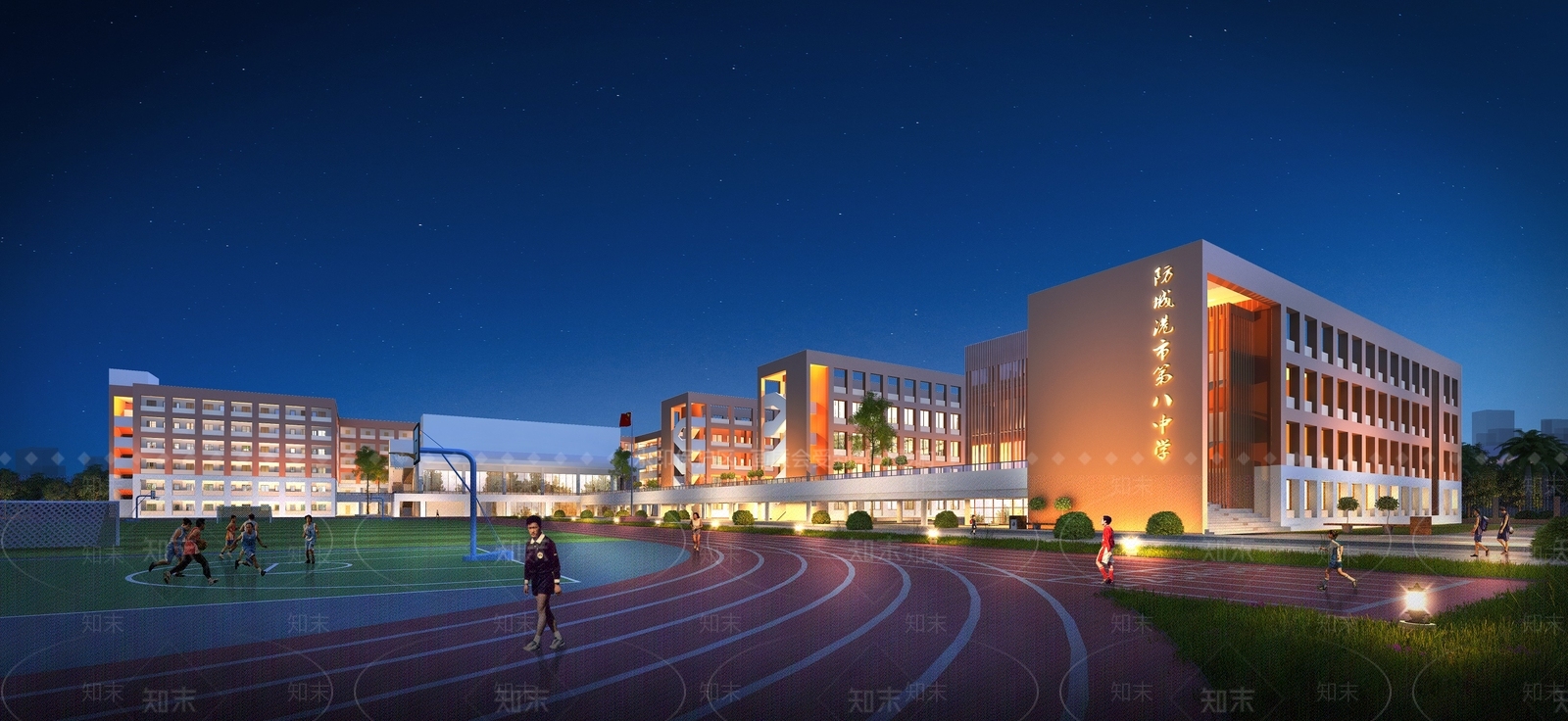 现代学校外观3D模型下载【ID:1139126294】