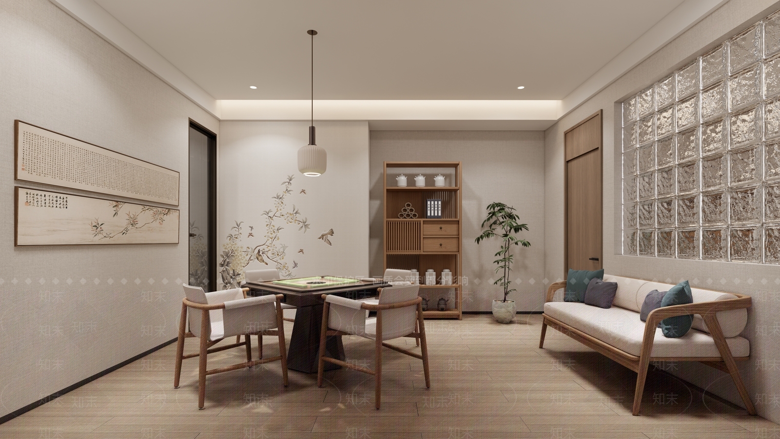 新中式棋牌室SU模型下载【ID:1139125771】