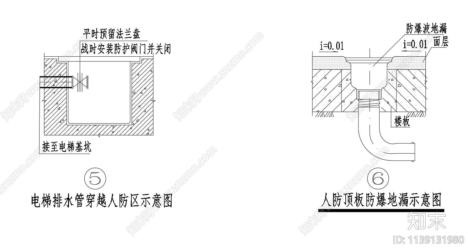 人防工程给排水管道安装通用节点cad施工图下载【ID:1139131980】