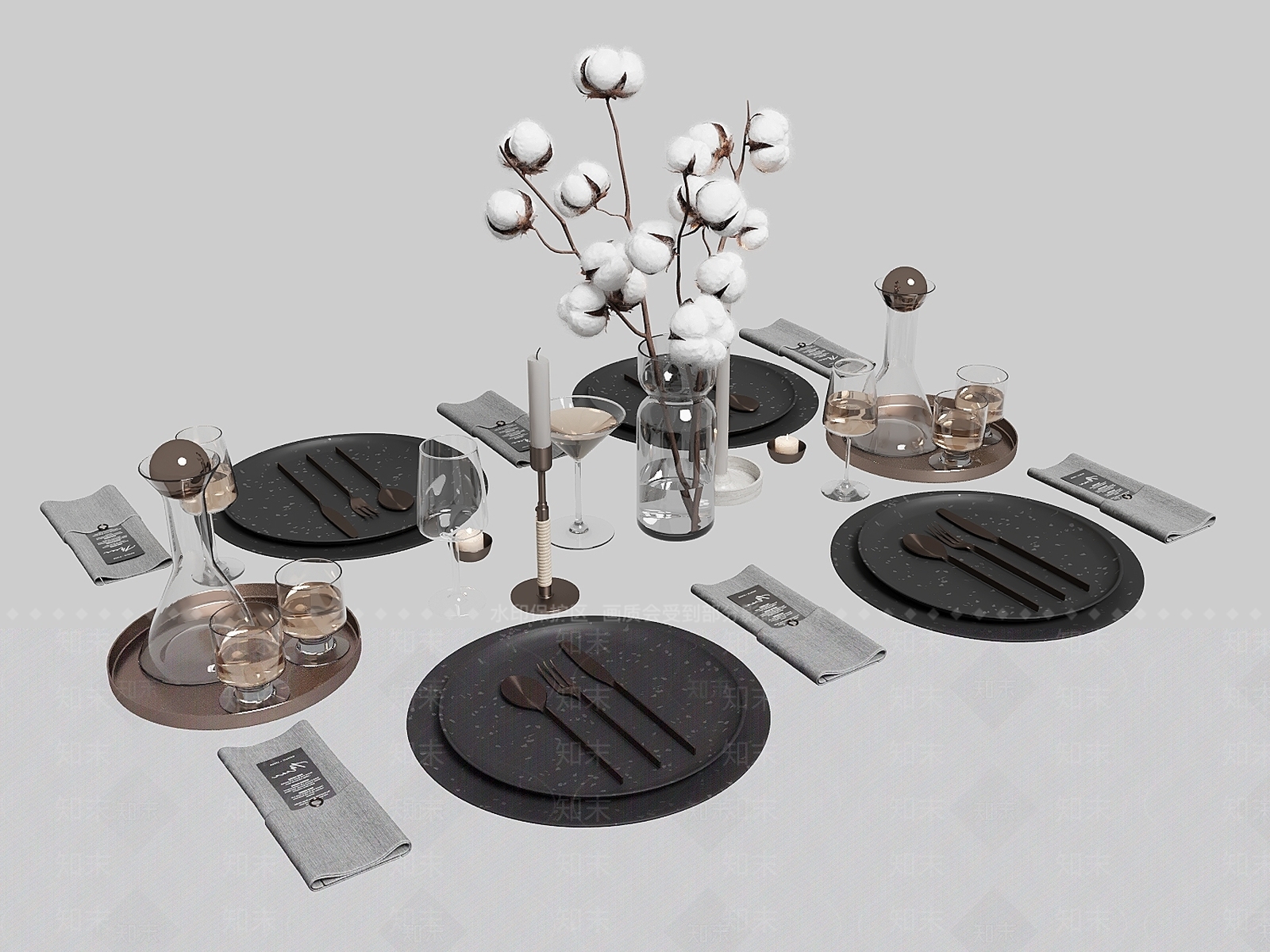 现代餐具3D模型下载【ID:1139137154】