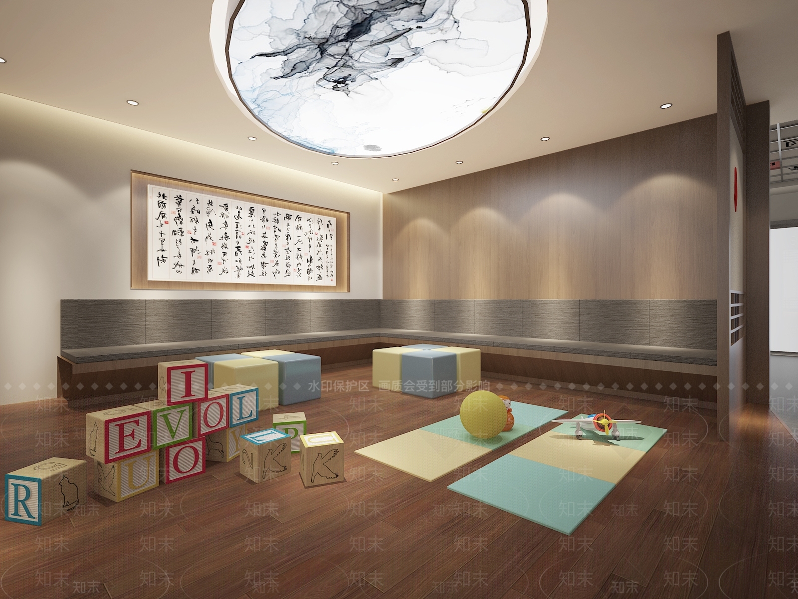 新中式图书馆3D模型下载【ID:1139137505】