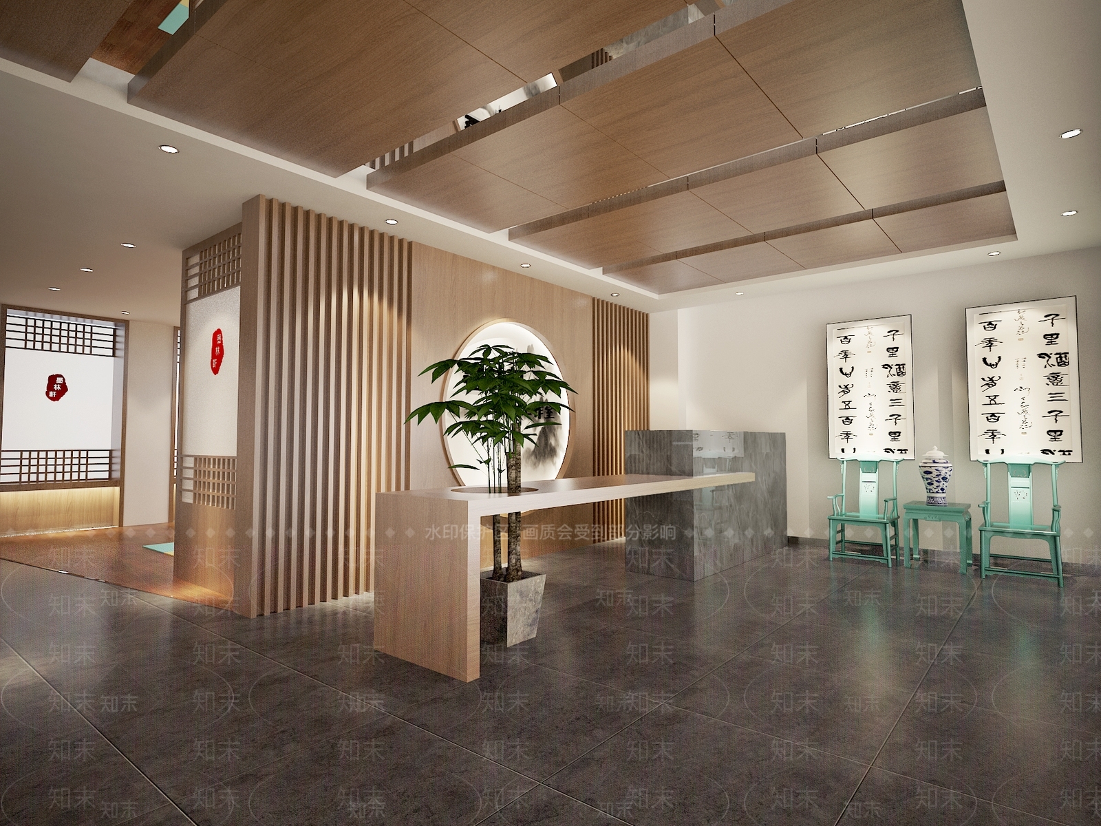 新中式图书馆3D模型下载【ID:1139137505】