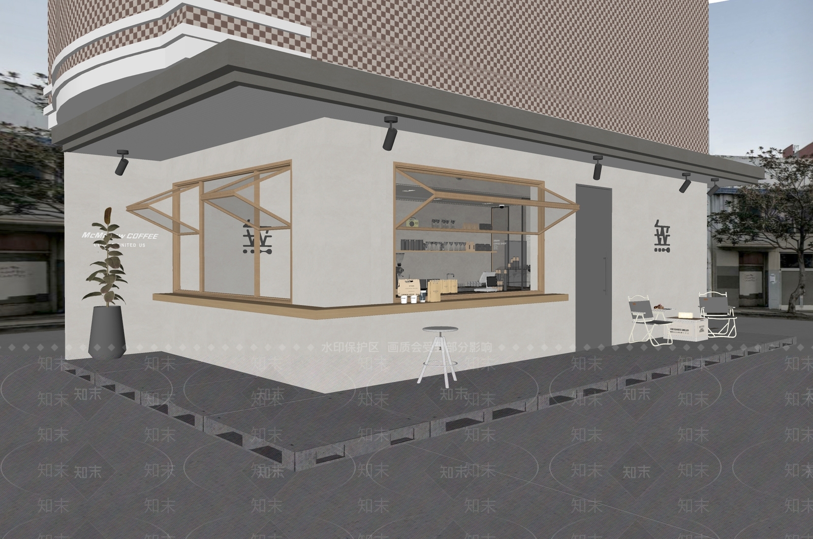 现代景区咖啡店建筑SU模型下载【ID:1139139417】