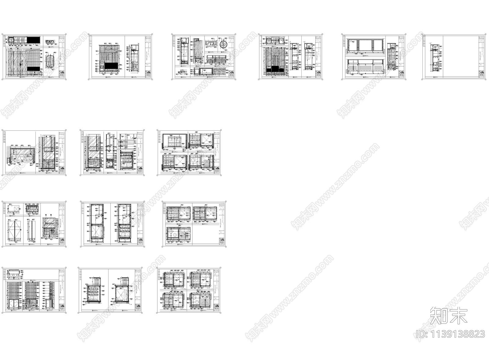 12类酒店衣柜迷你吧柜体大样施工图下载【ID:1139138823】