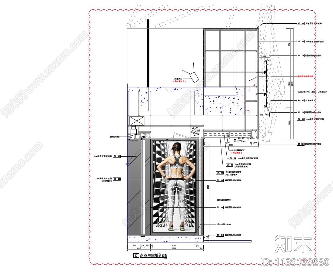 门头立面大样cad施工图下载【ID:1139139280】