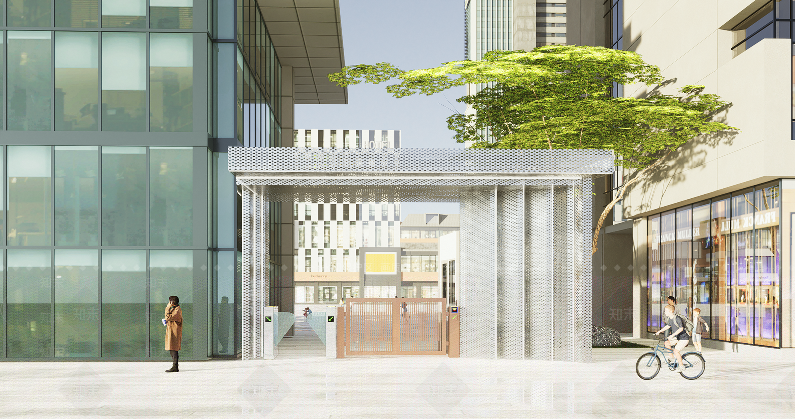 现代风格小区入口门头SU模型下载【ID:1139141338】