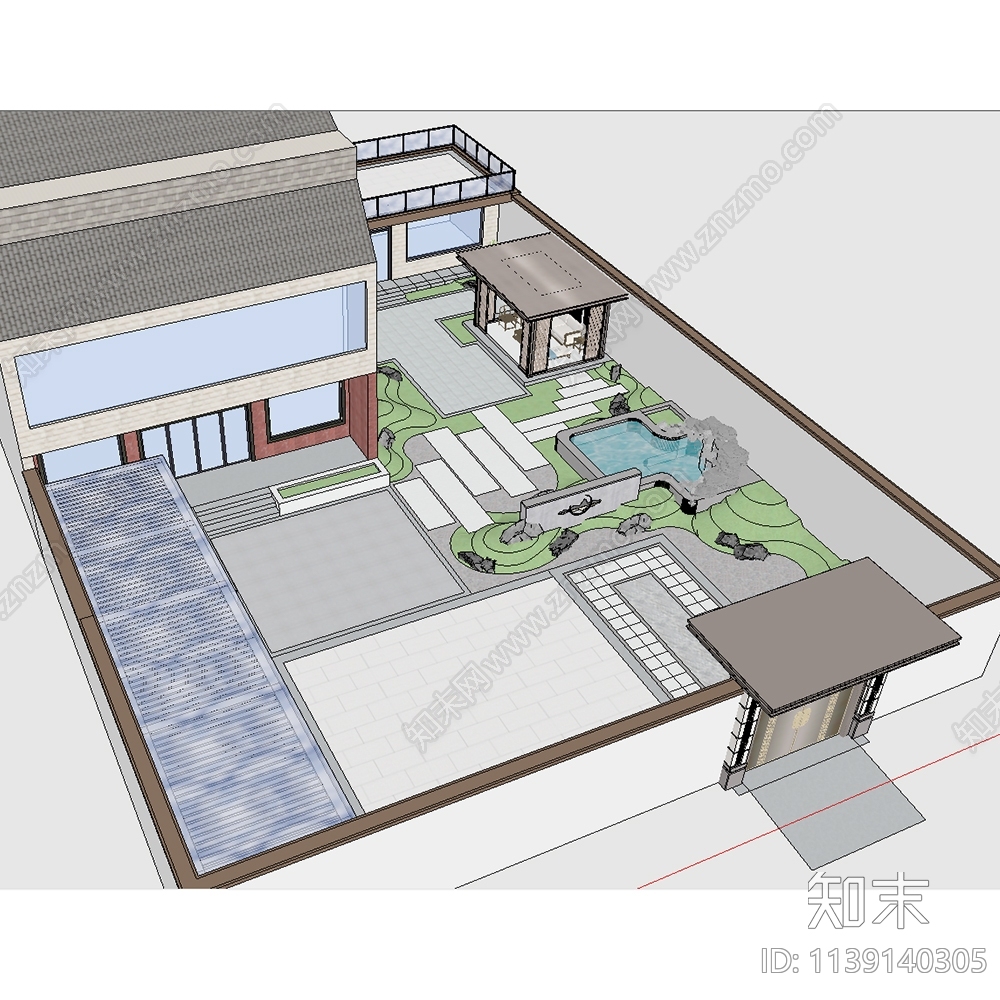 现代乡村庭院SU模型下载【ID:1139140305】