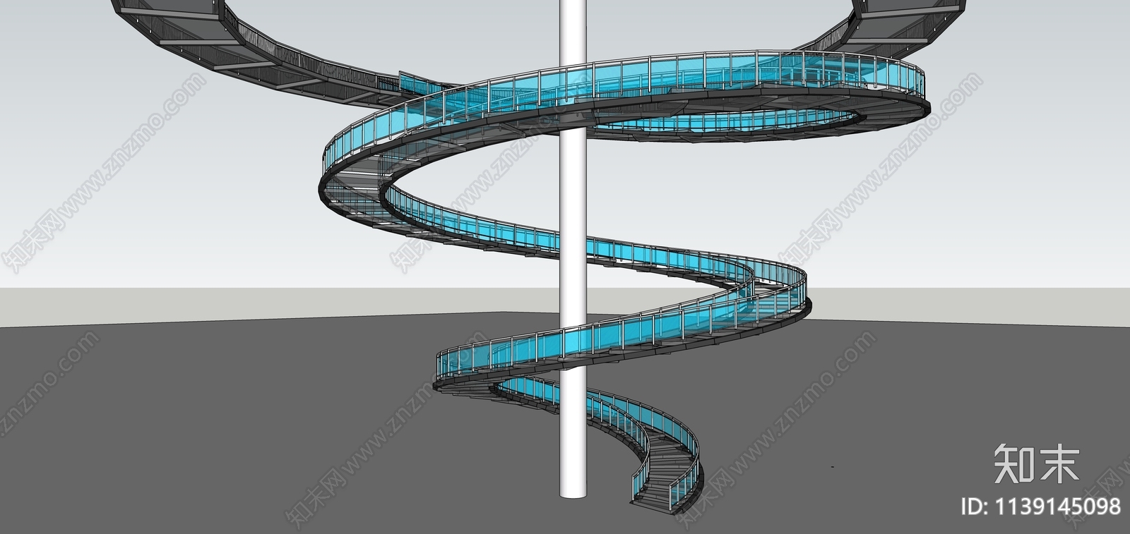 现代旋转观景楼梯平台SU模型下载【ID:1139145098】