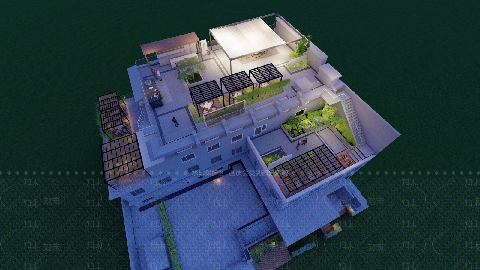 现代屋顶花园SU模型下载【ID:1139192521】