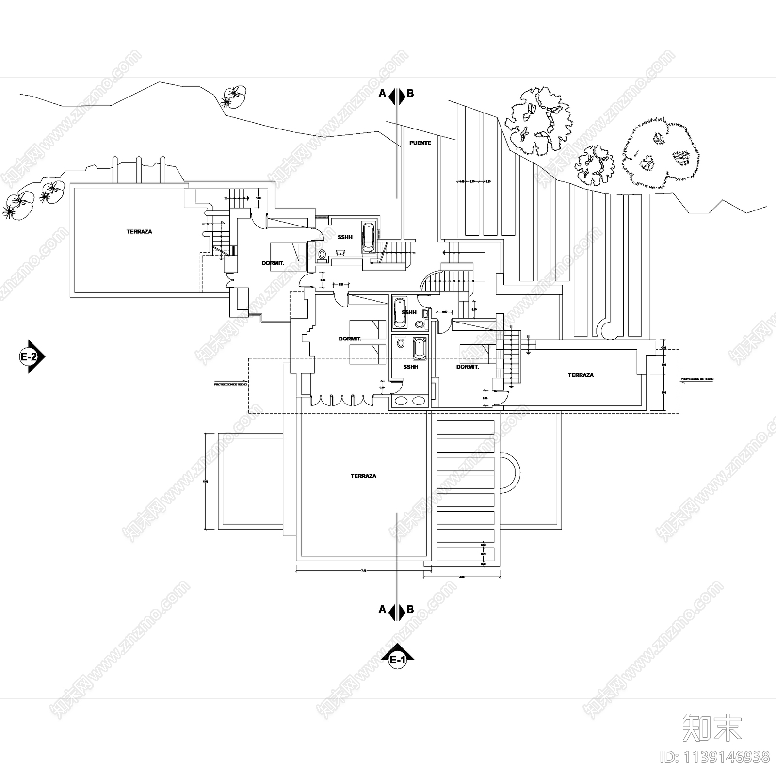 赖特流水别墅建筑施工图下载【ID:1139146938】