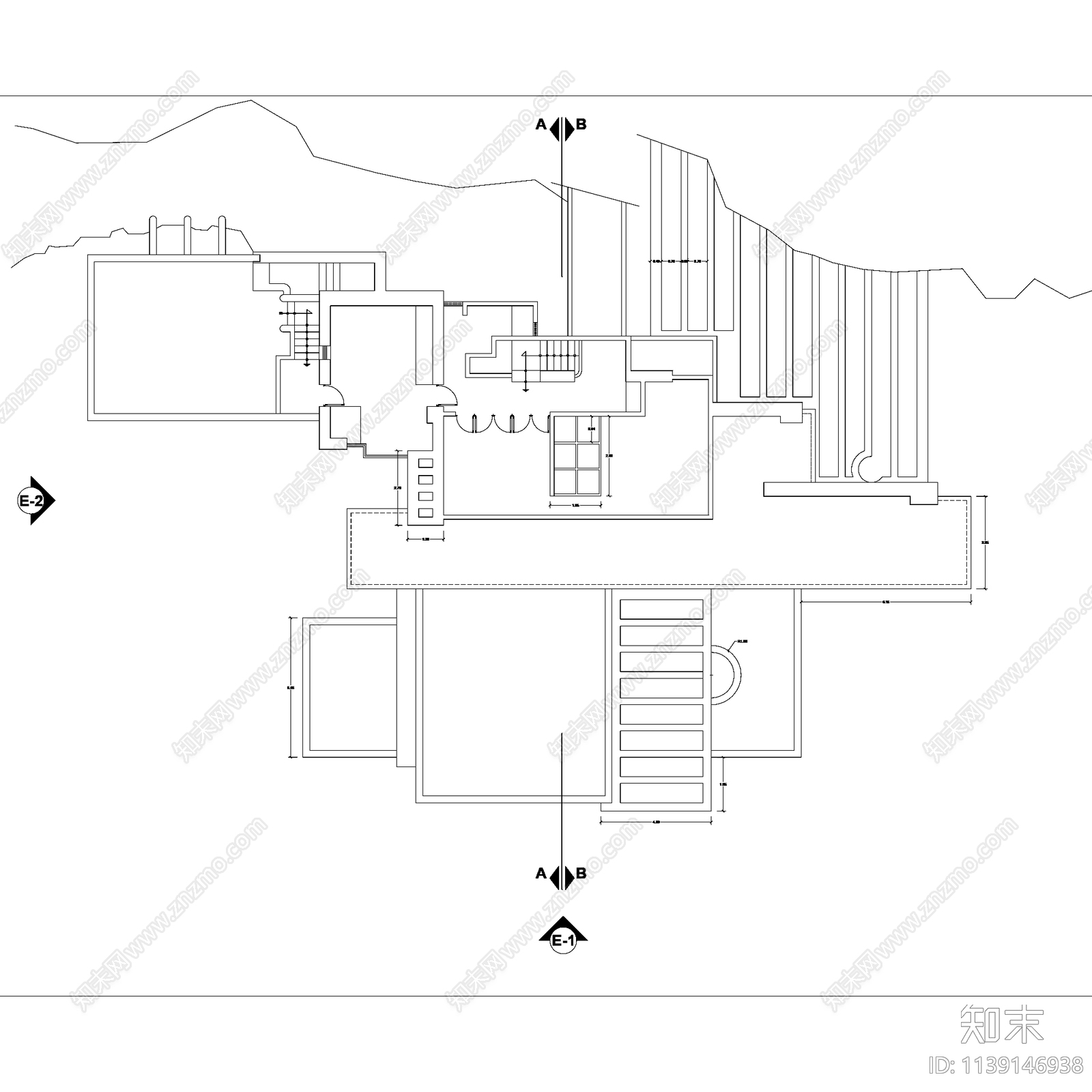 赖特流水别墅建筑施工图下载【ID:1139146938】