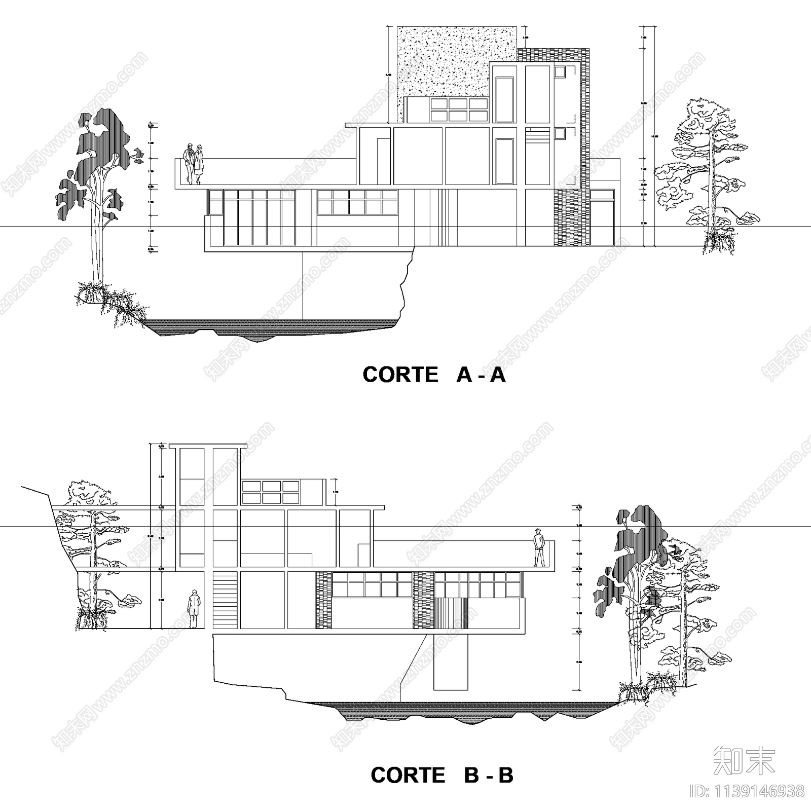 赖特流水别墅建筑施工图下载【ID:1139146938】