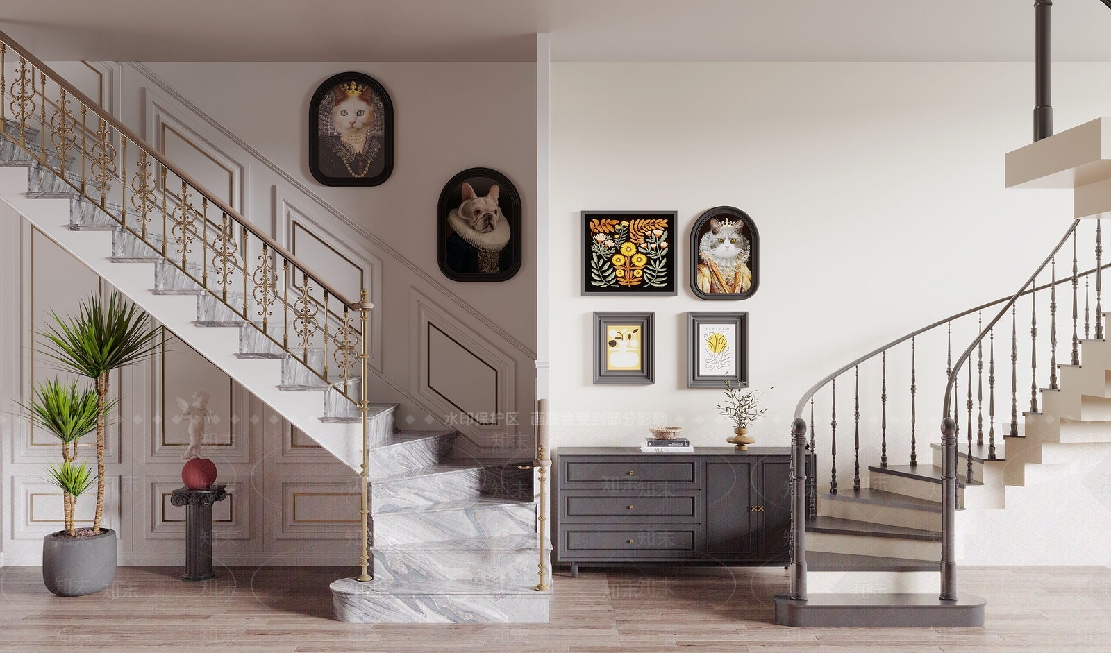 法式扶手楼梯SU模型下载【ID:1139151822】