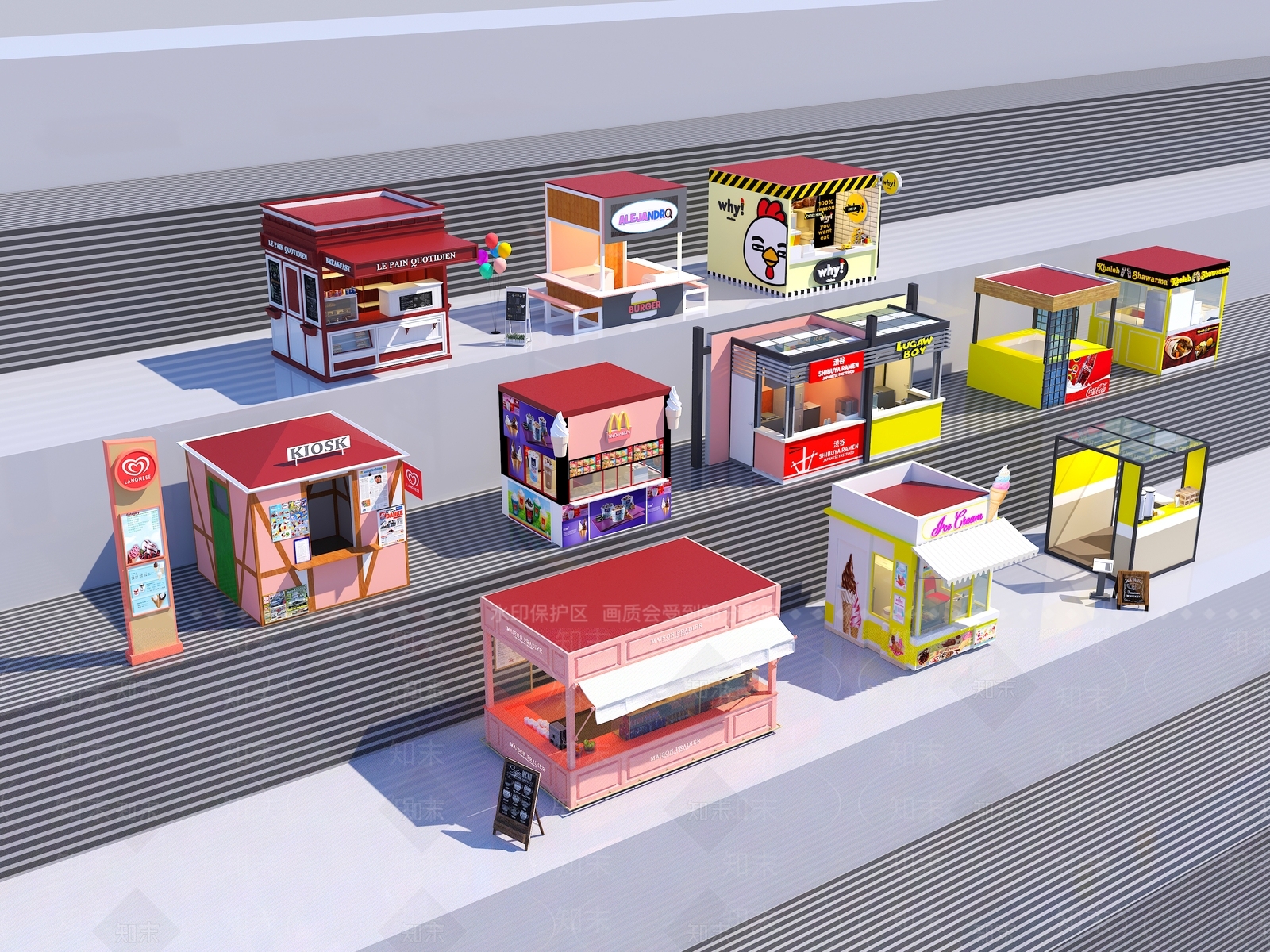 现代售货亭店面3D模型下载【ID:1139157548】