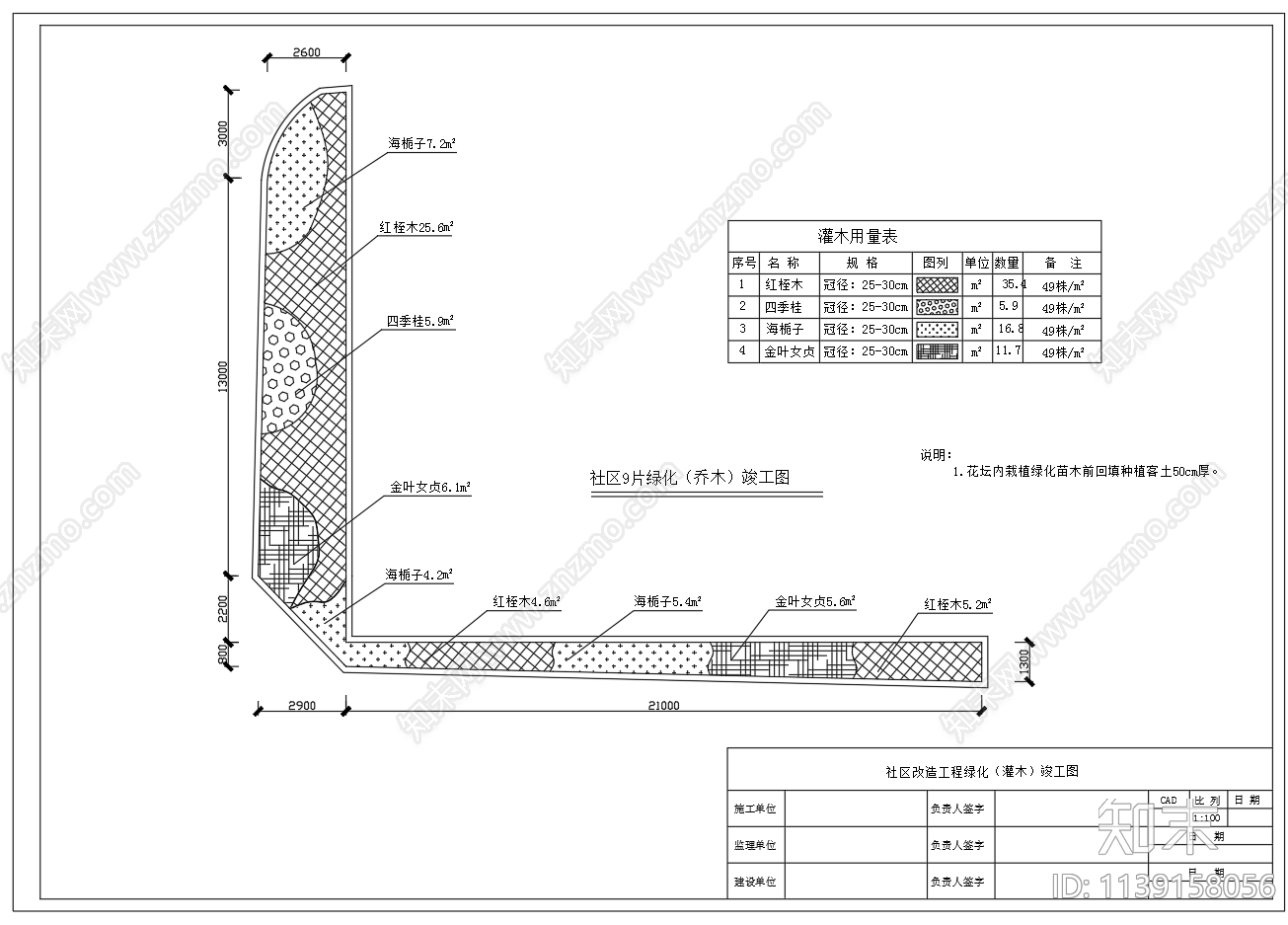 社区改造工程绿化cad施工图下载【ID:1139158056】