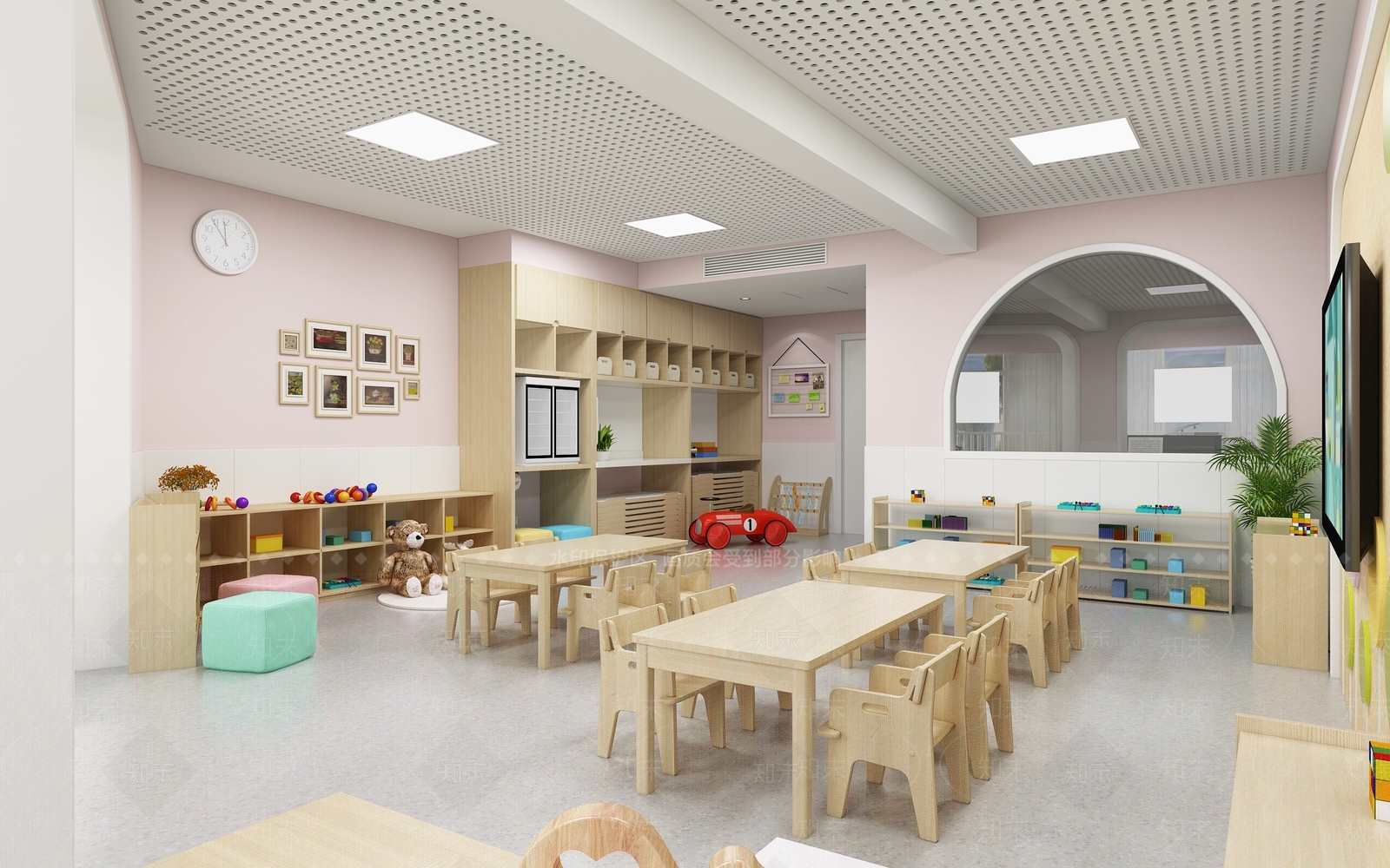 现代幼儿园教室3D模型下载【ID:1139158487】