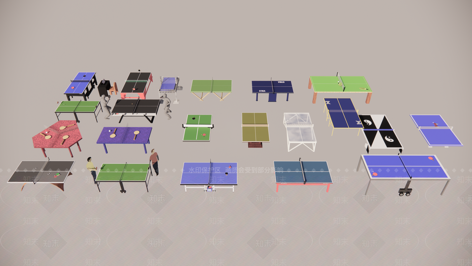 乒乓球桌集合SU模型下载【ID:1139158675】