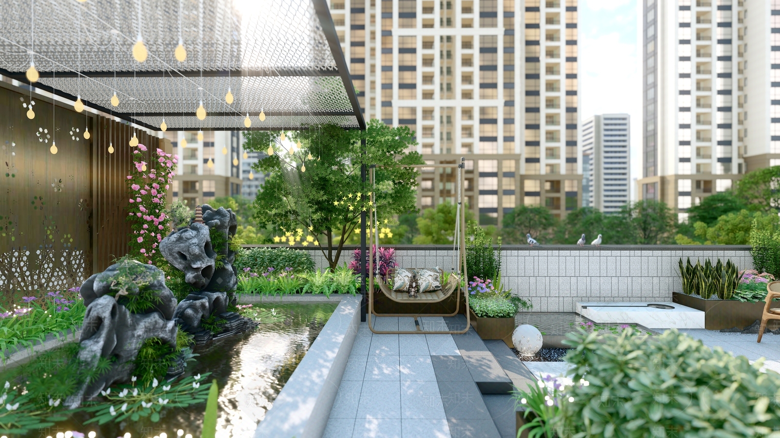 现代屋顶花园SU模型下载【ID:1139230980】