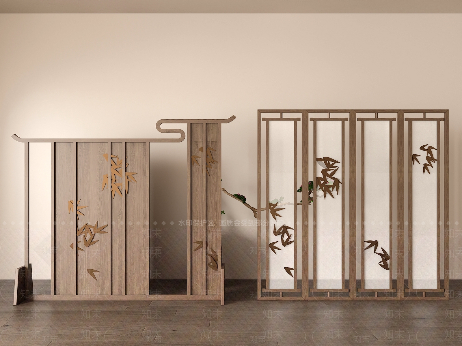 新中式实竹子屏风SU模型下载【ID:1139163315】