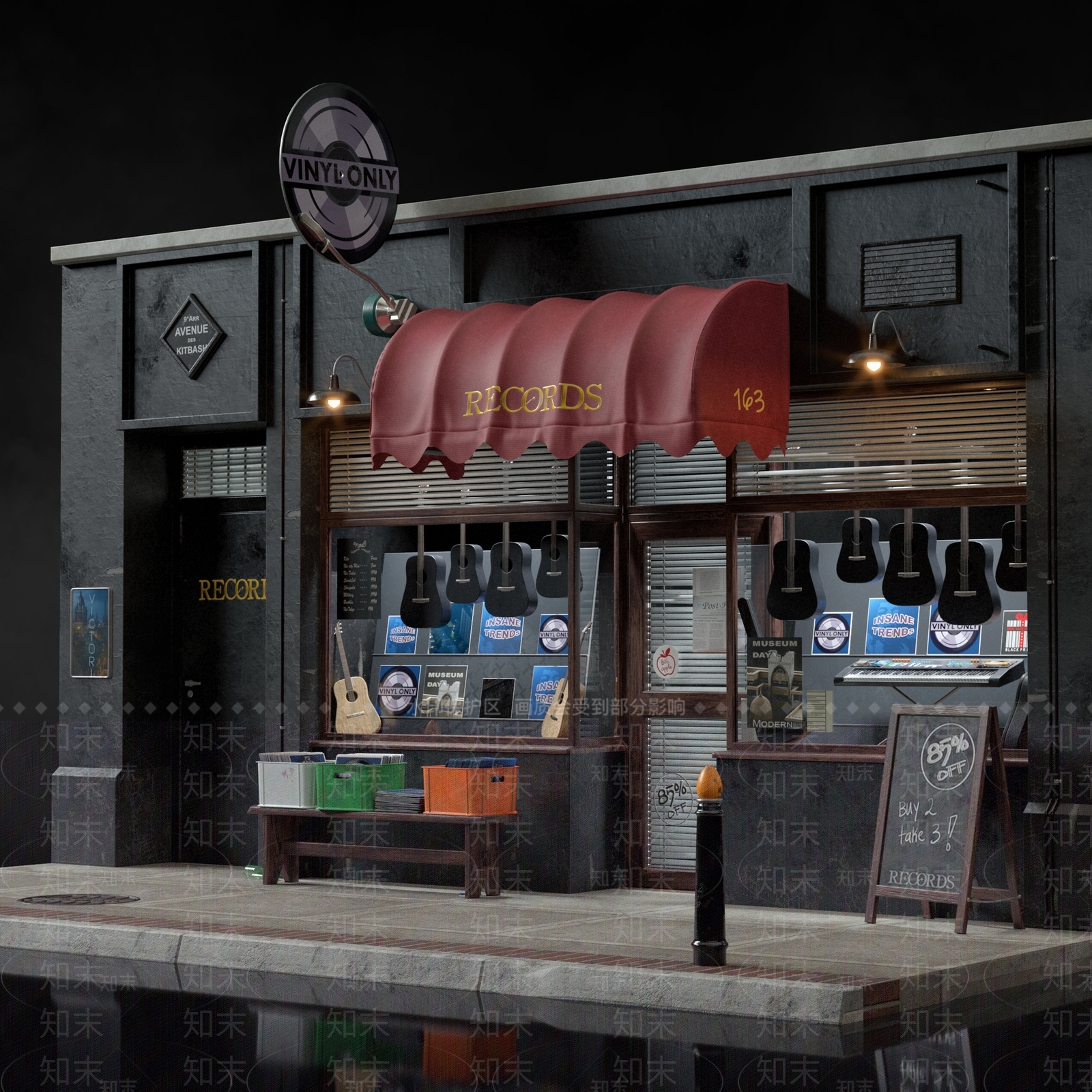 现代琴行店铺3D模型下载【ID:1139163551】